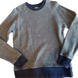 J Crew Vintage Fleece Long Sleeve Navy Gray Crew Neck Sweatshirt Size Medium